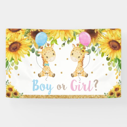 Giraffes Gender Reveal Baby Shower Boy or Girl Banner