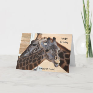 Giraffes Happy Birthday Best Friend, blank inside Card