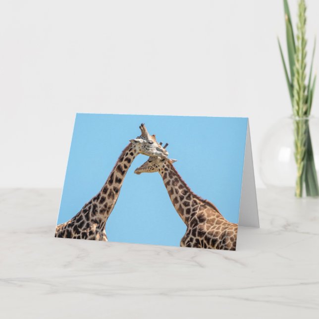 Giraffes Hugging Personalized Card (Front)