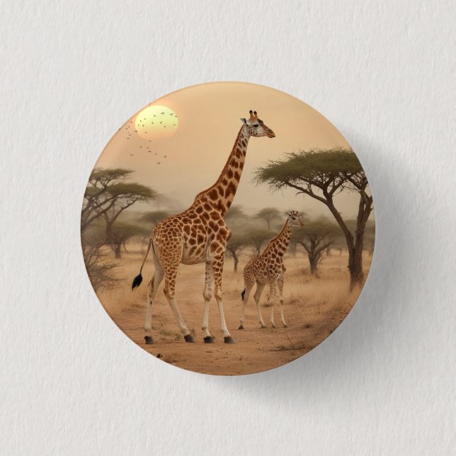 Giraffes in Africa Button (Front)