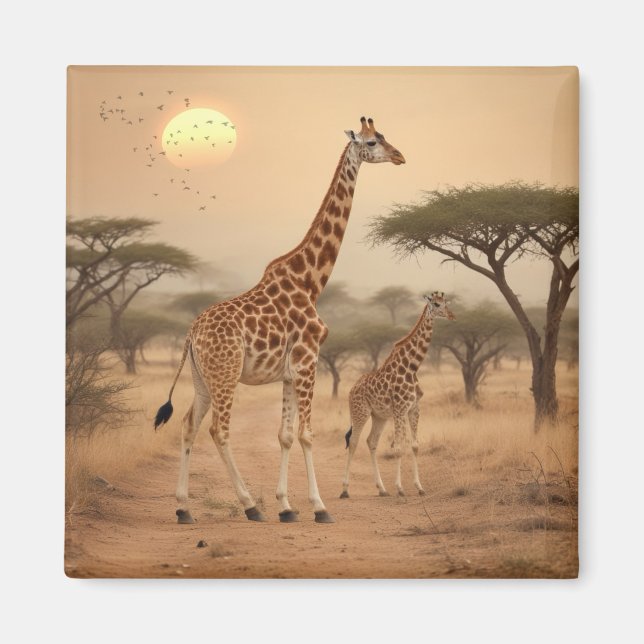 Giraffes in Africa Magnet (Front)