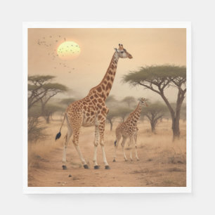 Giraffes in Africa Napkins