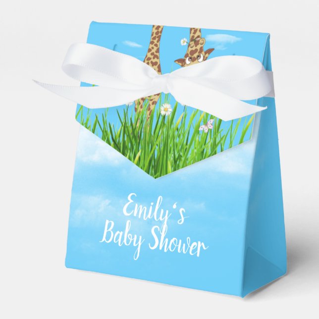 Giraffes in Grass with Daisy Favor Boxes (Front Side)