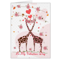 Giraffes In Love Be My Valentines Card