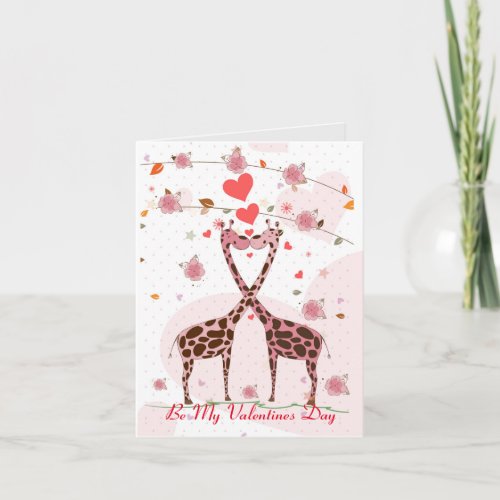 Giraffes In Love Be My Valentines Holiday Card