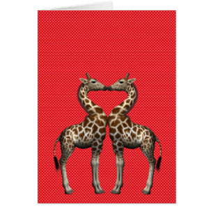 Giraffes In Love Cards