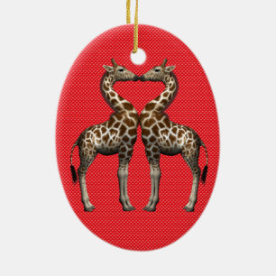 Giraffes In Love Ceramic Ornament