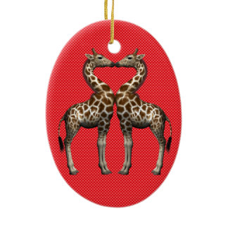 Giraffes In Love Ceramic Ornament