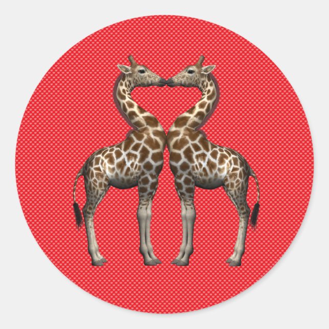 Giraffes In Love Classic Round Sticker (Front)