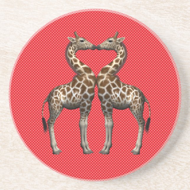 Giraffes In Love Drink Coaster (Front)