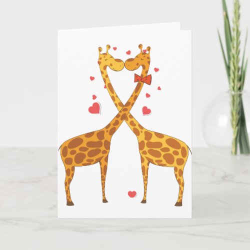 Giraffes in Love Holiday Card