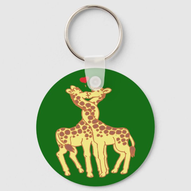 giraffes in love keychain (Front)