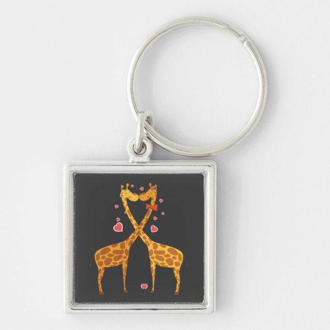Giraffes in Love Keychain (Front)