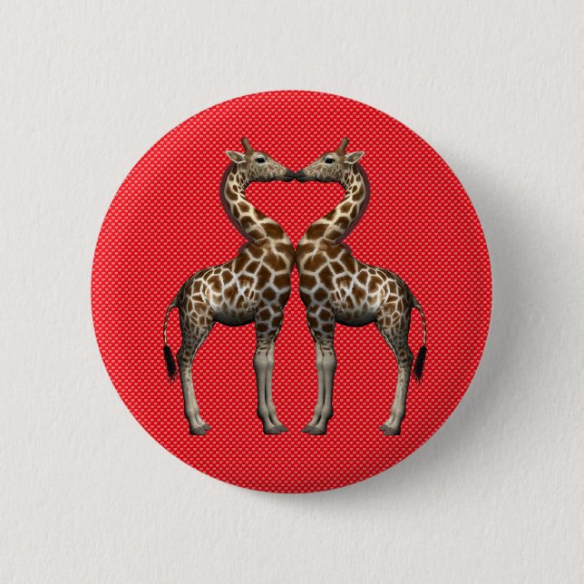 Giraffes In Love Pinback Button (Front)