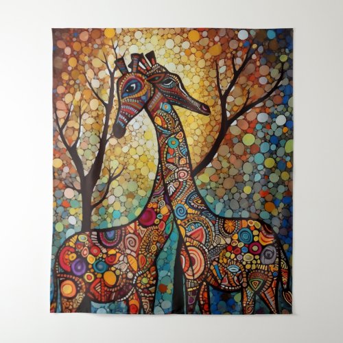 Giraffes in Love Tapestry