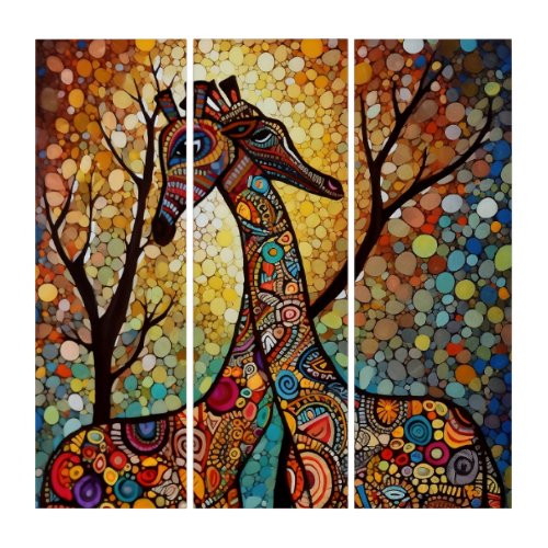 Giraffes in Love Triptych