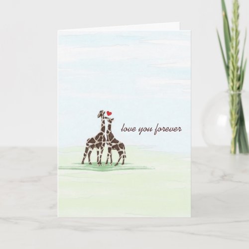 Giraffes in Love Valentine Card