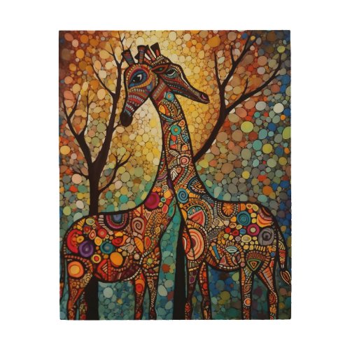 Giraffes in Love Wood Wall Art