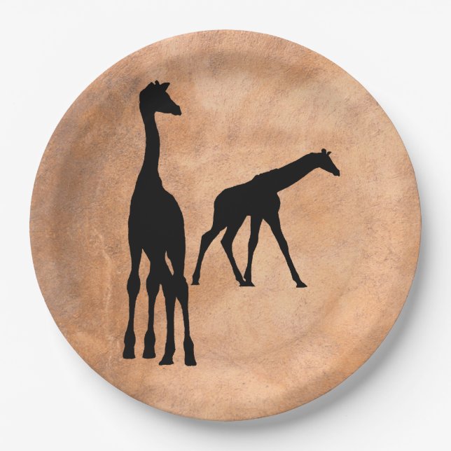 GIRAFFES IN SILHOUETTE PAPER PLATES (Front)