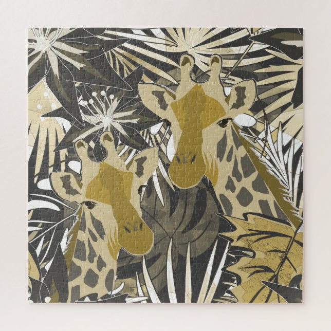 Giraffes in the night forest. jigsaw puzzle (Vertical)
