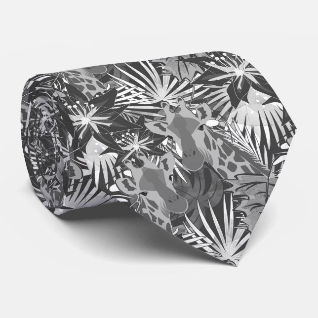 Giraffes in the night forest. neck tie (Rolled)