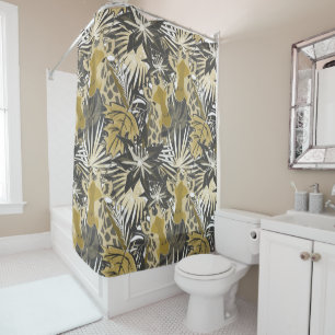 Giraffes in the night forest. shower curtain