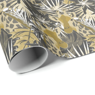 Giraffes in the night forest. wrapping paper