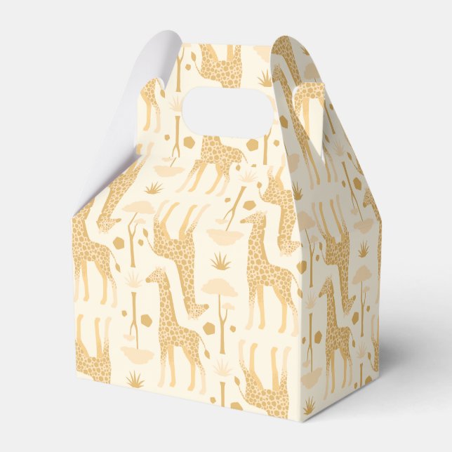 Giraffes in the Savannah in Yellow Favor Boxes (Front Side)