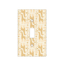 Giraffes in the Savannah in Yellow Light Switch Cover