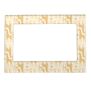 Giraffes in the Savannah in Yellow Magnetic Frame