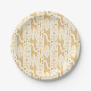 Giraffes in the Savannah in Yellow Paper Plates