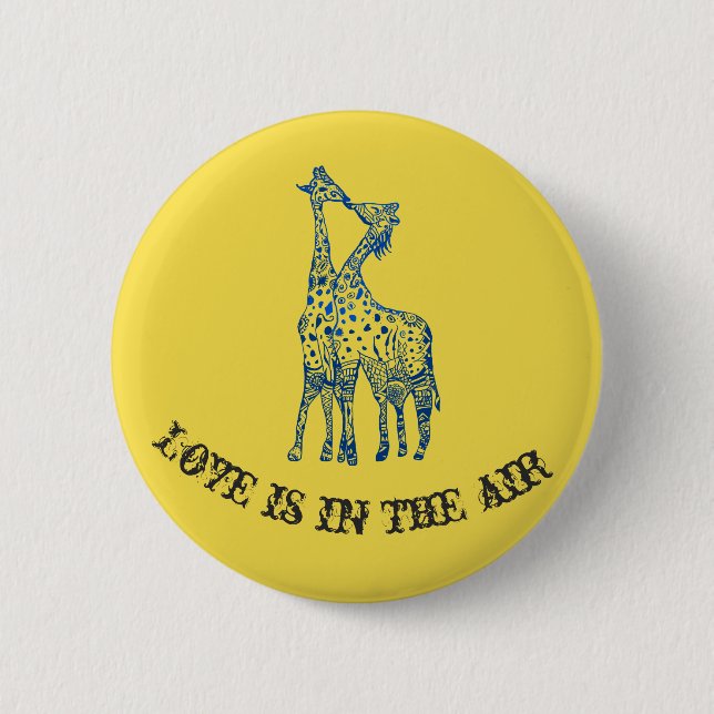 Giraffes Kiss Button (Front)