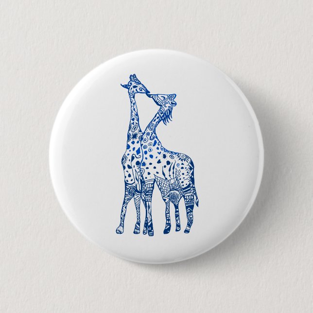Giraffes Kiss Round Badge Pinback Button (Front)