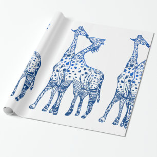 Giraffes Kiss Wrapping Paper