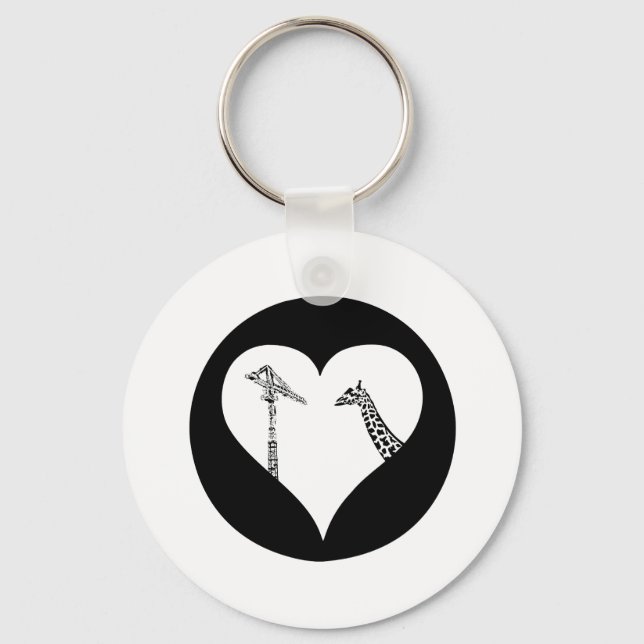 Giraffes Love Cranes Keychain (Front)