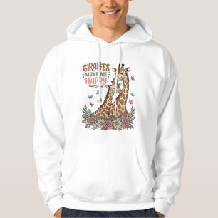 Giraffes Make Me Happy Vintage Floral Shirt Design