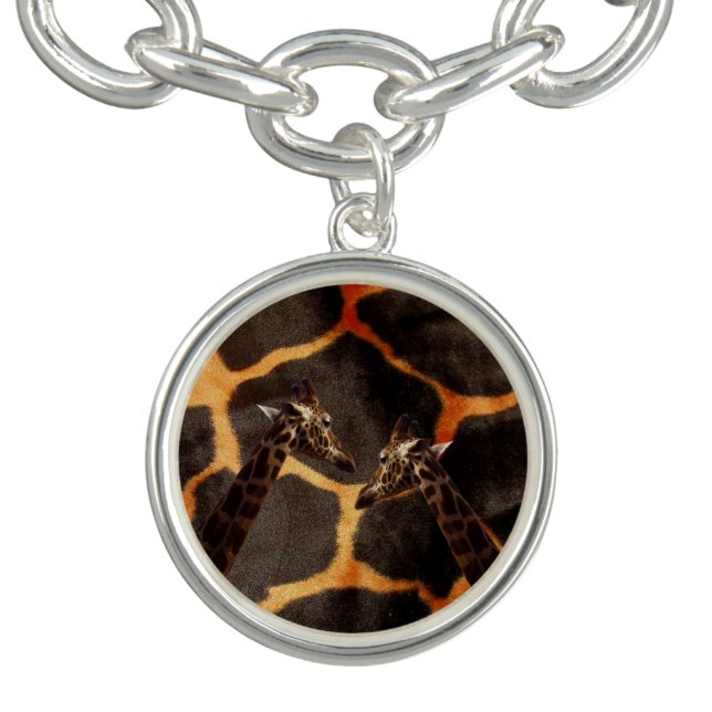 Giraffes On Exotic Giraffe Background, Bracelet (Design)