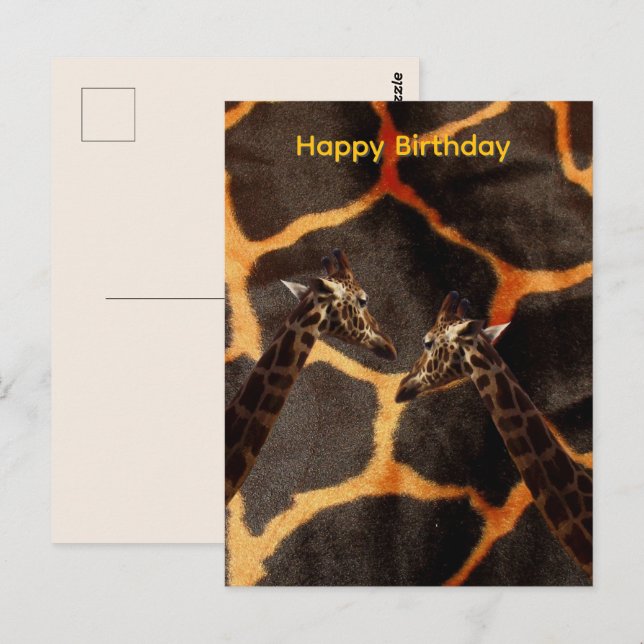 Giraffes On Giraffe Background, Bday Postcard (Front/Back)
