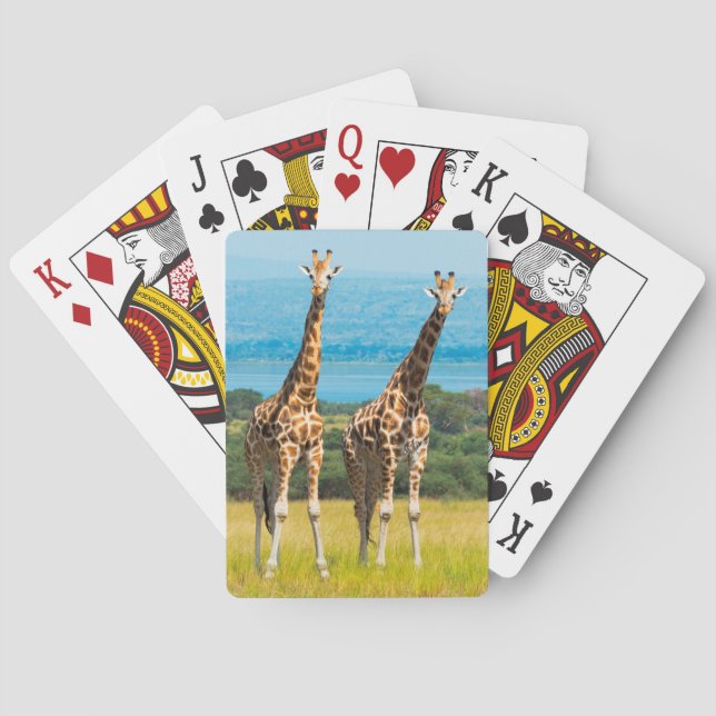 Giraffes on the Savanna, Uganda Poker Cards (Back)