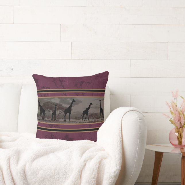 Giraffe's on the Savannah Throw Pillow (Couch)