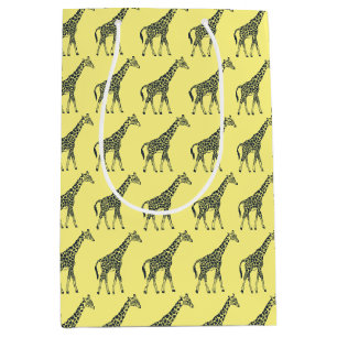 Giraffes on Yellow Medium Gift Bag