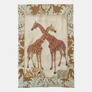 Giraffes Orange Blossom Towels