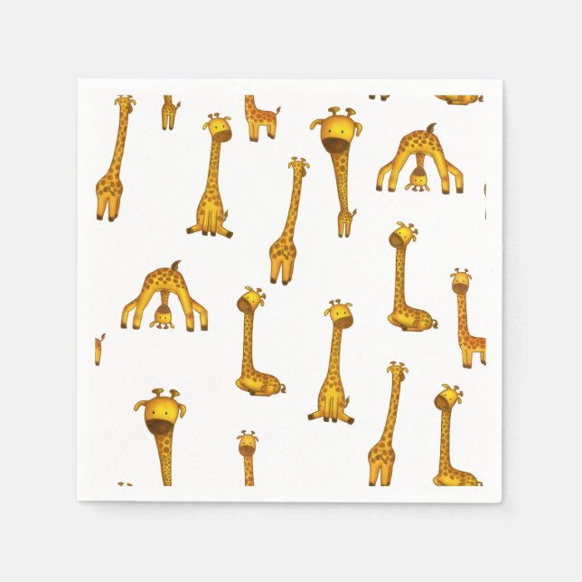 Giraffes Pattern Cute Minimalist Baby Shower Napkins (Front)