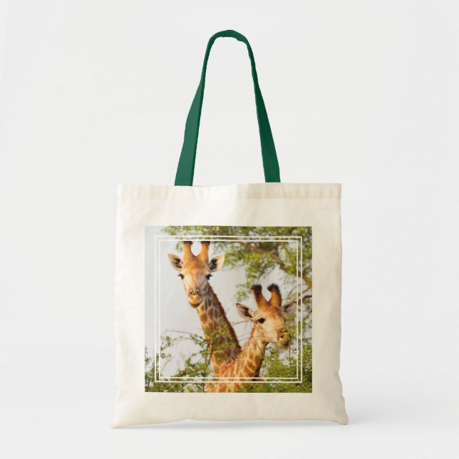 Giraffes Peeking Above Vegetation Tote Bag (Front)