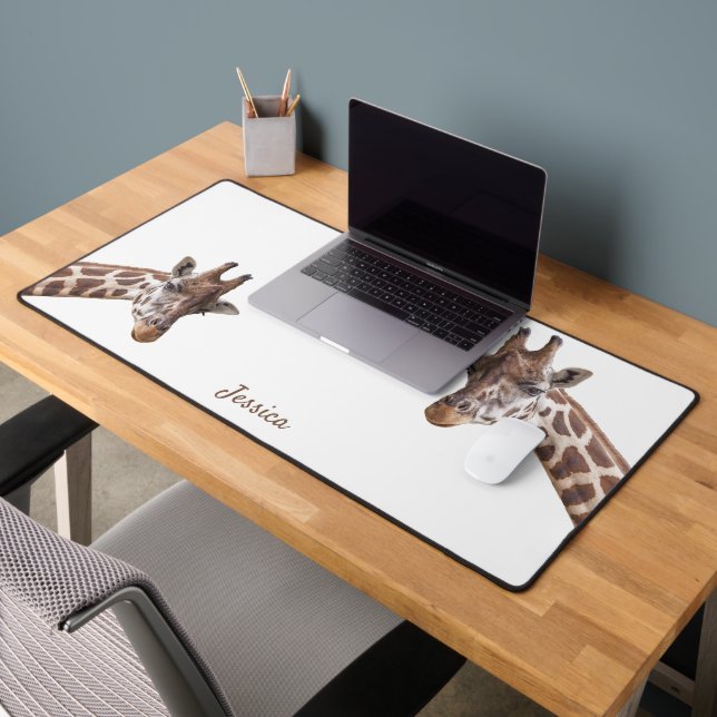 Giraffes Photo Design Personalized Name Desk Mat (Office 2)