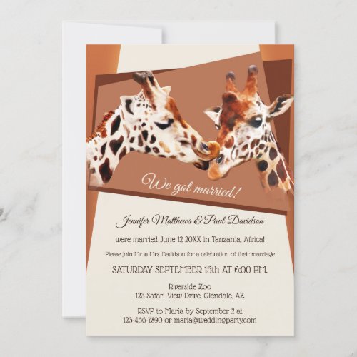 Giraffes Safari Zoo After Wedding Invitation