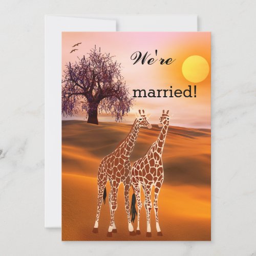 Giraffes Safari Zoo Post Wedding Invitation
