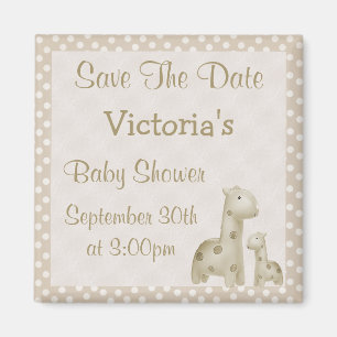 Giraffes Save the Date Neutral Baby Shower Magnet