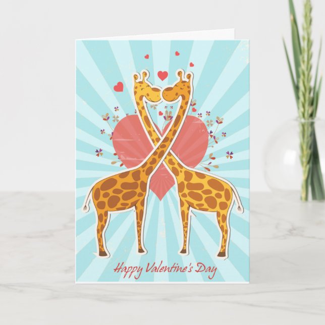 giraffes valentines day card (Front)