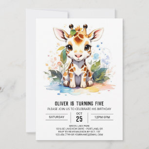 Giraffe's Whimsical Safari Birthday Invitation